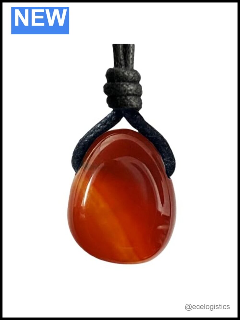 Carnelian Pendant Necklace Wax Cord Choker Adjustable 16-32 Inch Bohemian